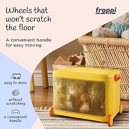Froppi Stackable Plastic Kids Toy Storage Box with Lid, Transparent Door and Wheels