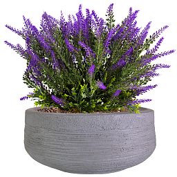 IDEALIST Lite Ribbed Light Concrete Bowl Planter