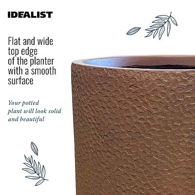 IDEALIST Lite Hammered Stone Cylinder Outdoor Planter