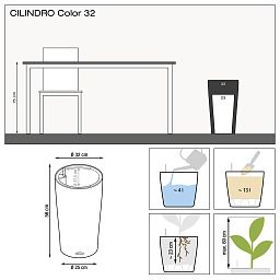 LECHUZA CILINDRO Color Round Tall Poly Resin Self-watering Planter