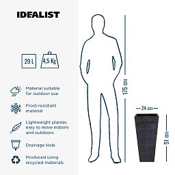 IDEALIST Lite Ribbed Light Concrete Tapered Planter