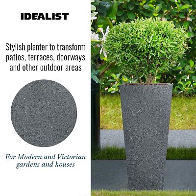 IDEALIST Lite Textured Concrete Effect Tall Tapered Outdoor Planter