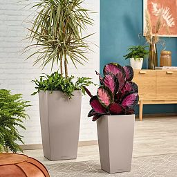 LECHUZA CUBICO Color Square Tall Poly Resin Self-watering Planter