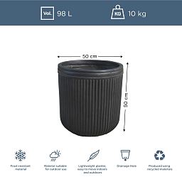 IDEALIST Lite Vertical Ribbed Vintage Style Round Planter