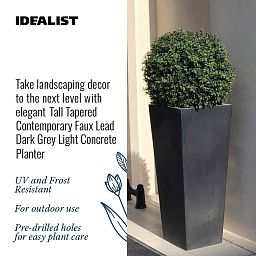IDEALIST Lite Tall Tapered Contemporary Light Concrete Planter Set