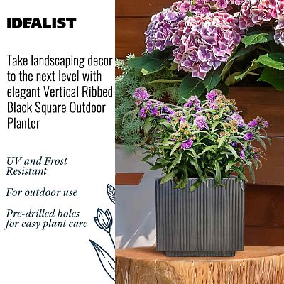 IDEALIST Lite Vertical Ribbed Square Effect Outdoor Planter