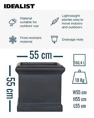 IDEALIST Lite Victorian Box Square Light Stone Outdoor Planter