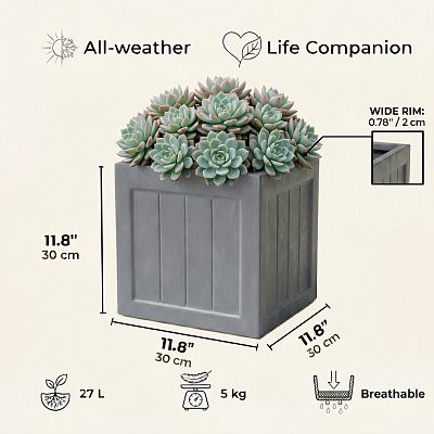 IDEALIST Regency Light Stone Square Garden Planter