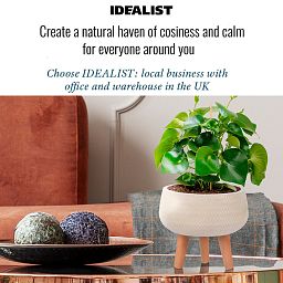 IDEALIST Lite Plaited Style Bowl Planter on Legs, Round Pot Plant Stand Indoor