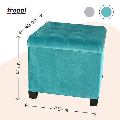 Premium Square Footstool with Storage Velvet Ottoman Storage Pouffe on Feet by Froppi