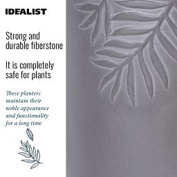 IDEALIST Lite Leaf Embossed Table Indoor Cylinder Round Plant Pot