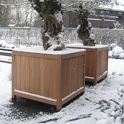 Hardwood Valencia Square Wood Outdoor Planter