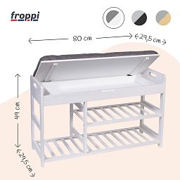 Froppi Bamboo Shoe Storage Bench 2-Tier Wooden Shoe Shelf and Rack with Seat and Storage Box
