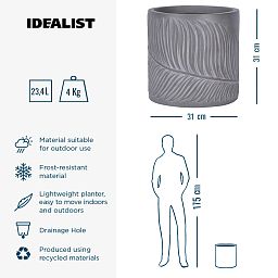 IDEALIST Lite Leaf Embossed Round Planter