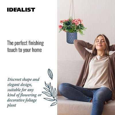 IDEALIST Lite Diamond Style Table and Hanging Cylinder Round Plant Pot Dual Use Indoor Planter