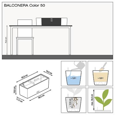LECHUZA BALCONERA Color Trough Poly Resin Self-watering Planter