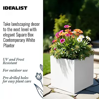 IDEALIST Lite Square Box Contemporary Light Concrete Planter