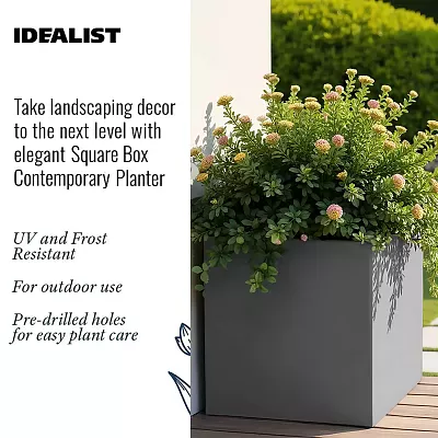 IDEALIST Lite Square Box Contemporary Light Concrete Planter