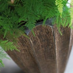 Firewood Brown Round Polystone Indoor Planter