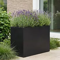 IDEALIST Lite Narrow Contemporary Light Concrete Black Trough Planter ...
