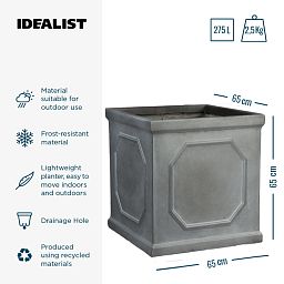 IDEALIST Lite Faux Lead Chelsea Box Square Light Concrete Planter