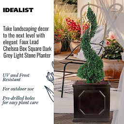 IDEALIST Lite Faux Lead Chelsea Box Square Light Concrete Planter