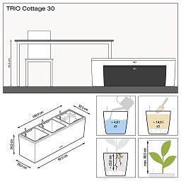 LECHUZA TRIO Cottage Trough Poly Resin Self-watering Planter