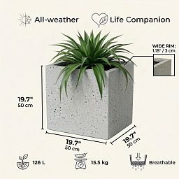 IDEALIST Lite Square Box Contemporary Marble Light Concrete Planter