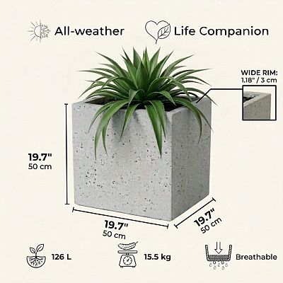 IDEALIST Lite Square Box Contemporary Marble Light Concrete Planter