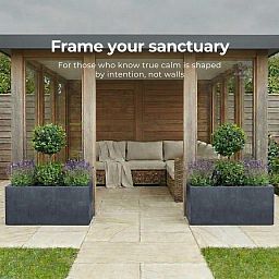 Set of 2 IDEALIST Lite Trough Garden Planters, Light Concrete Outdoor Large Plant Pots