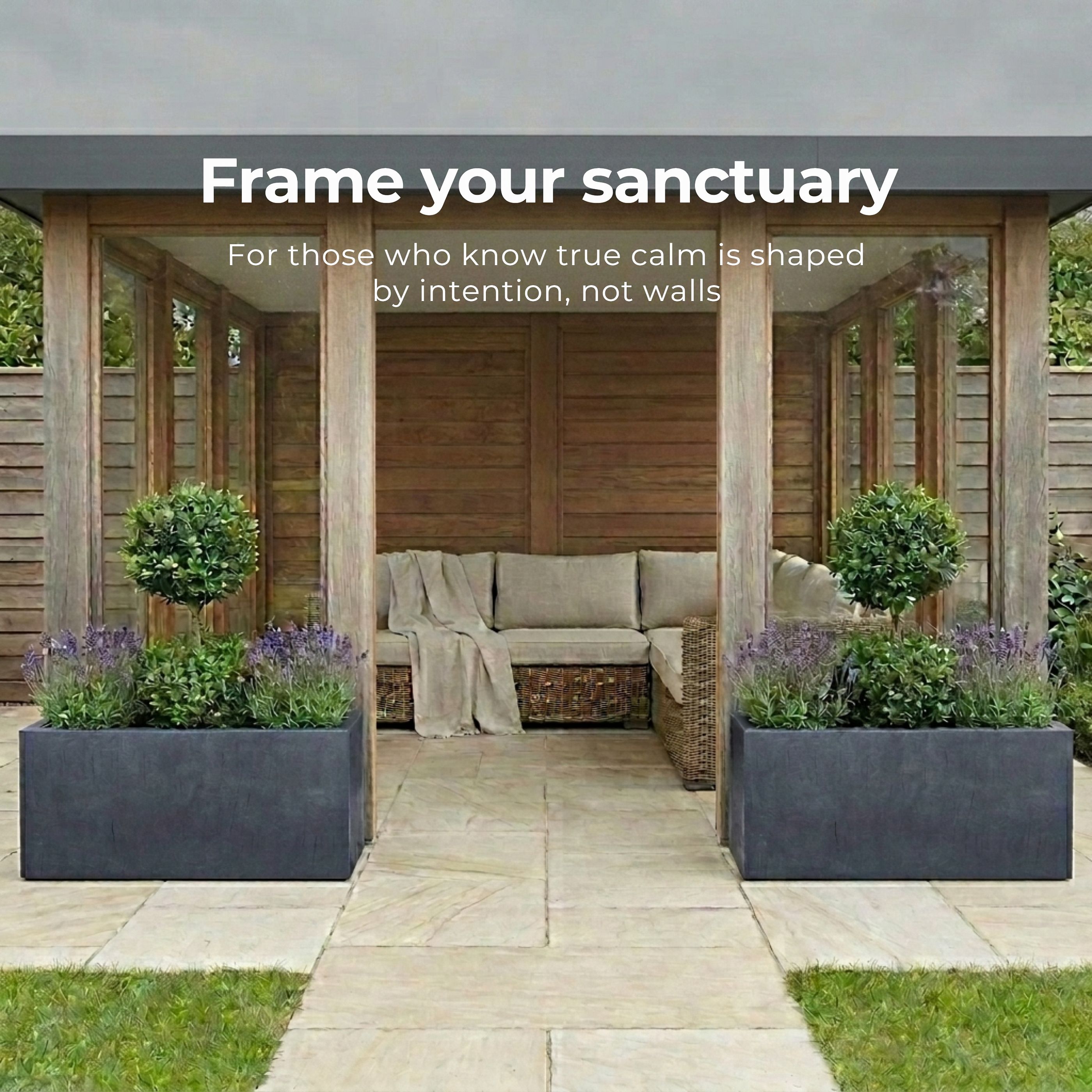 Set of 2 IDEALIST Lite Trough Garden Planters, Light Concrete Outdoor Large Plant Pots