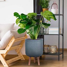 IDEALIST Lite Honeycomb Style Cylinder Planter on Legs, Round Pot Plant Stand Indoor