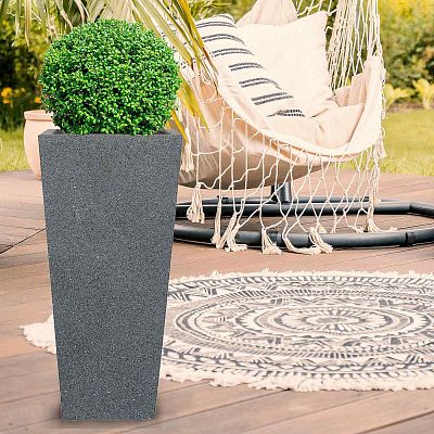 IDEALIST Lite Textured Concrete Effect Tall Tapered Outdoor Planter