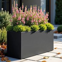 IDEALIST Lite Contemporary Trough Garden Planter, Faux Lead Dark Grey ...