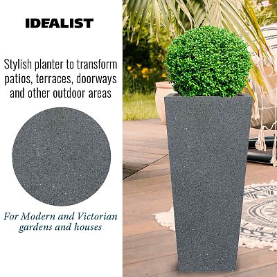 IDEALIST Lite Textured Concrete Effect Tall Tapered Outdoor Planter