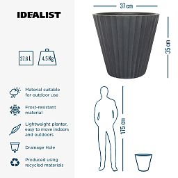IDEALIST Lite Vintage Ribbed Round Vase Outdoor Planter