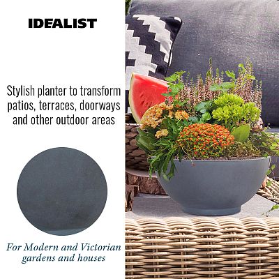 Dish Style Smooth Bowl Outdoor Planter by Idealist Lite