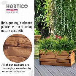 Rustic Scandinavian Redwood Trough Outdoor Planter Made in UK by HORTICO