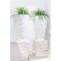 Shell Conical Round Tall Polystone Indoor Planter