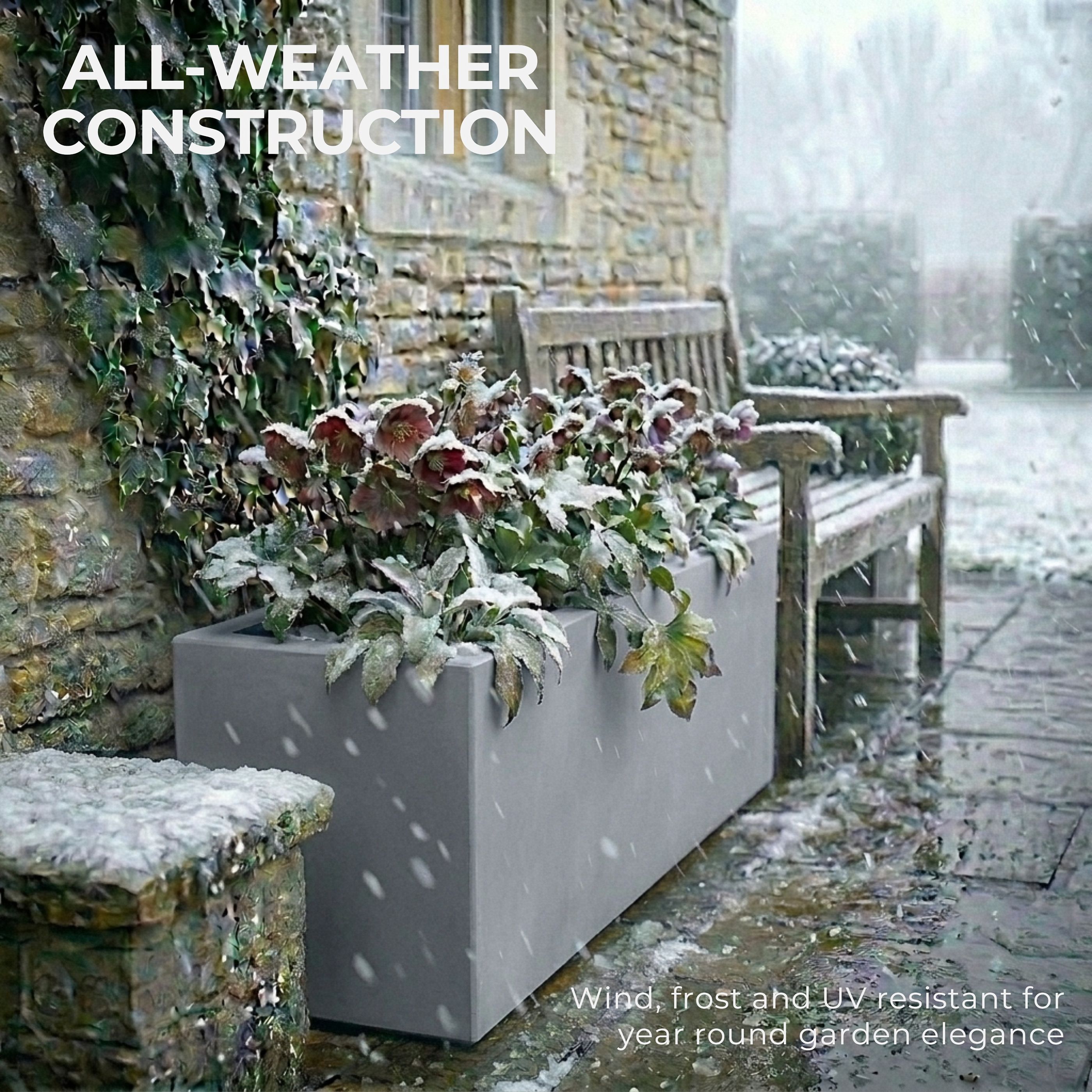 IDEALIST Lite Contemporary Light Concrete High Trough Planter