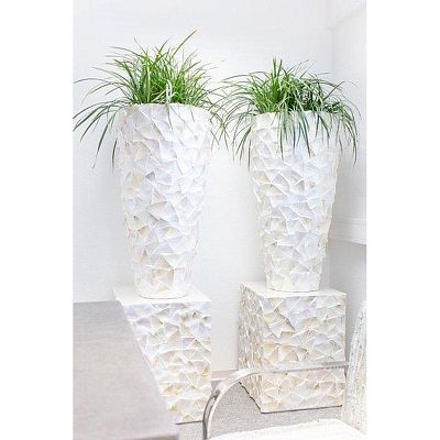 Shell Conical Round Tall Polystone Indoor Planter