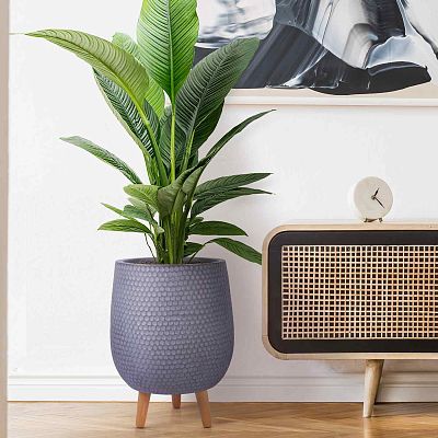 IDEALIST Lite Honeycomb Style Egg Planter on Legs, Round Pot Plant Stand Indoor