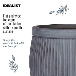 IDEALIST Lite Vertical Ribbed Vintage Style Barrel Round Planter