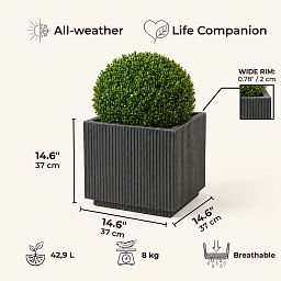 IDEALIST Lite Vertical Ribbed Square Effect Outdoor Planter