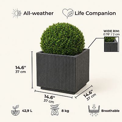 IDEALIST Lite Vertical Ribbed Square Effect Outdoor Planter
