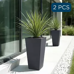 IDEALIST Lite Tall Tapered Contemporary Light Concrete Planter Set