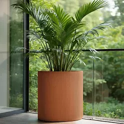 Atlas Round Tall Corten Steel Outdoor Planter