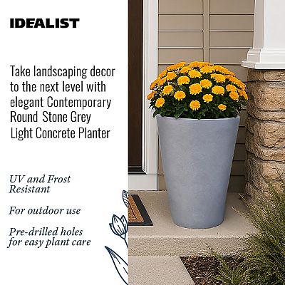 IDEALIST Lite Contemporary Round Light Concrete Planter