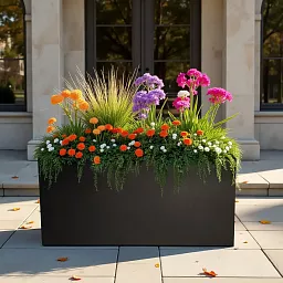 Set of 2 IDEALIST Lite Trough Garden Planters, Light Concrete Outdoor Large Plant Pots