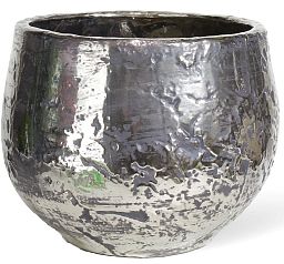 Luxury Ancient Chrome Round Polystone Indoor Planter